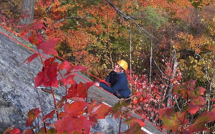 rock climbing on outdoor leadership course